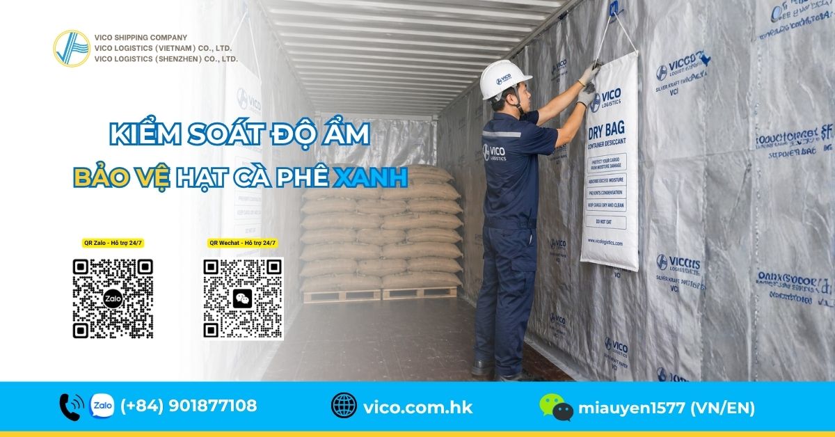 Giải pháp chống ẩm Dry bag cho container cà phê
