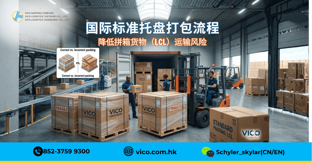 符合国际标准的托盘打包，有助于最大限度降低货物集运（LCL）过程中的风险