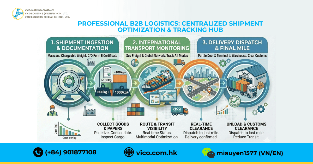 5 step door to door shipping process China Vietnam VICO logistics
