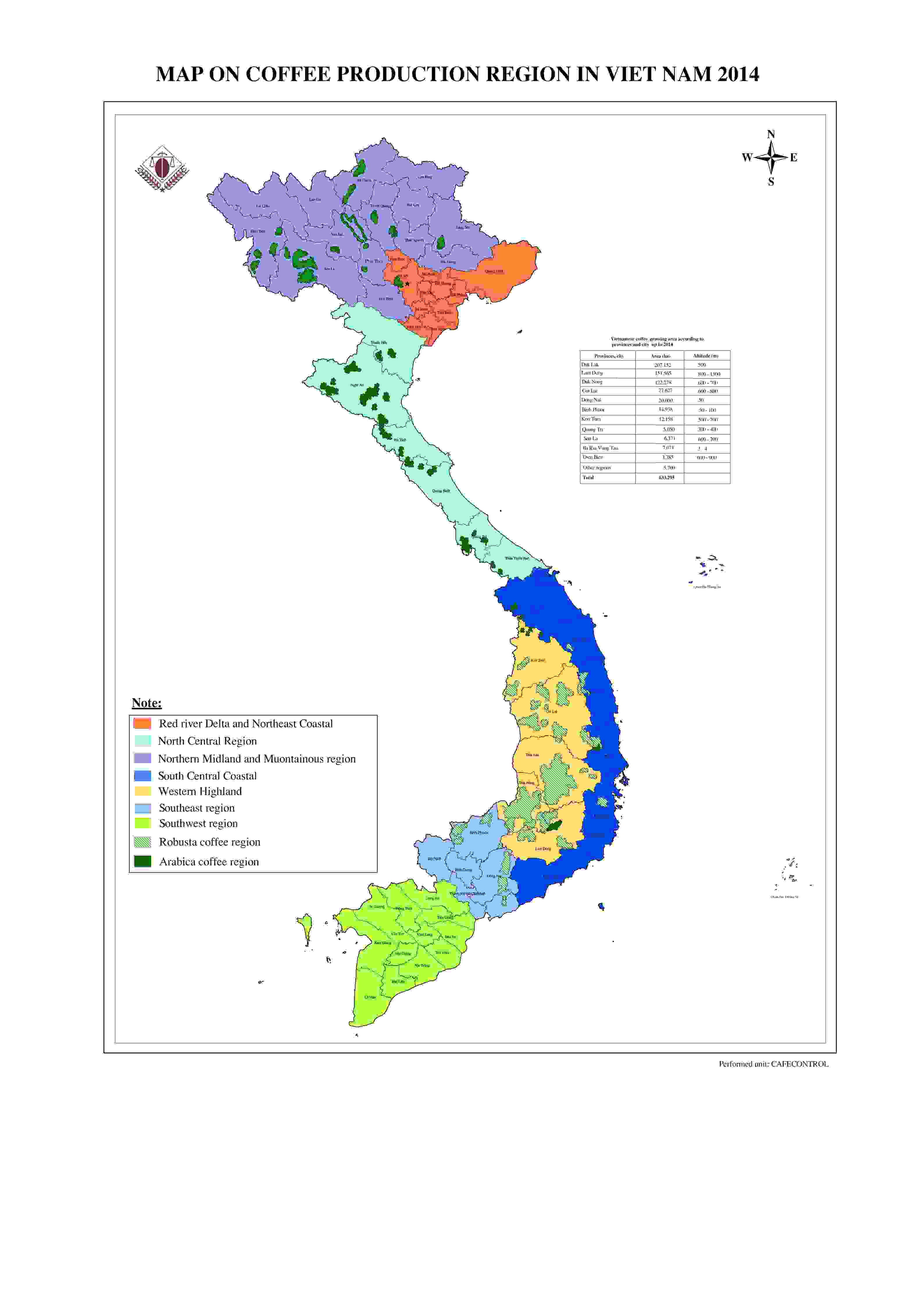Map-on-production-coffee-regions-in-vietnam-where-may-export-to-China-VICO-Logistics