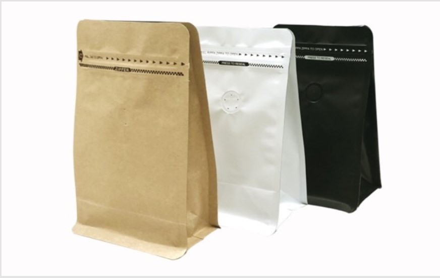 coffee packaging valve with stand-up zipper bag 