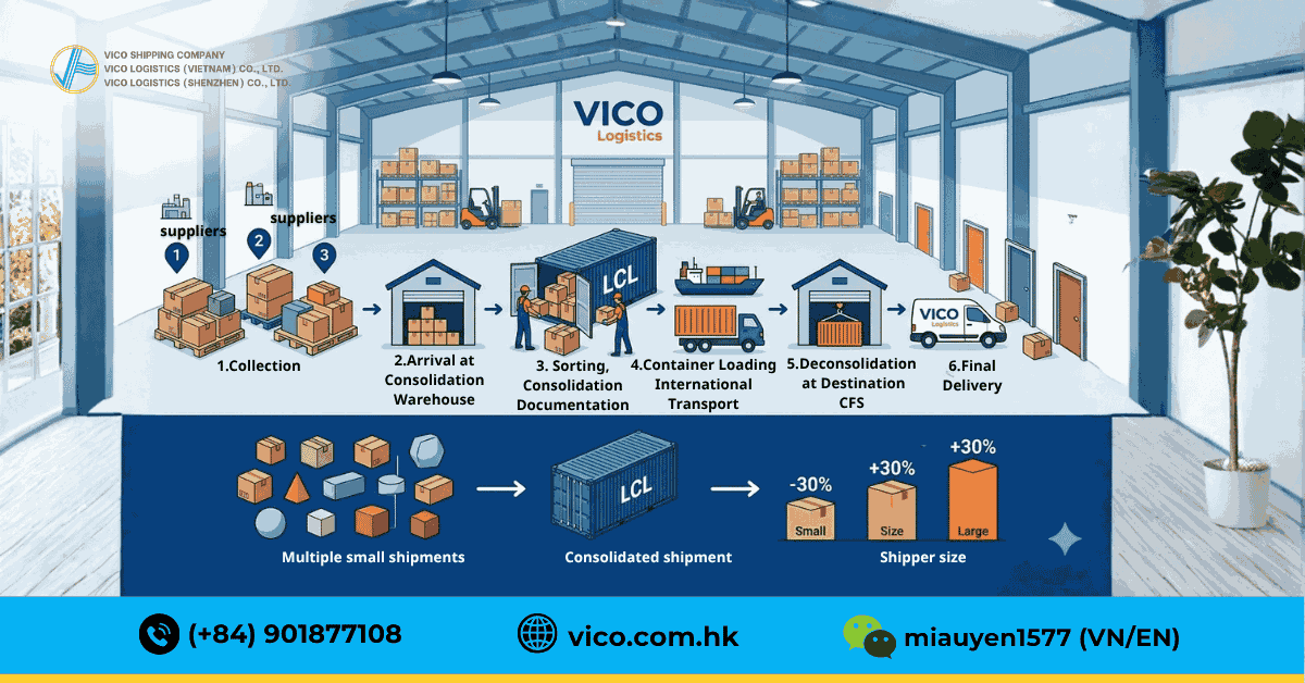 Step by step freight consolidation process