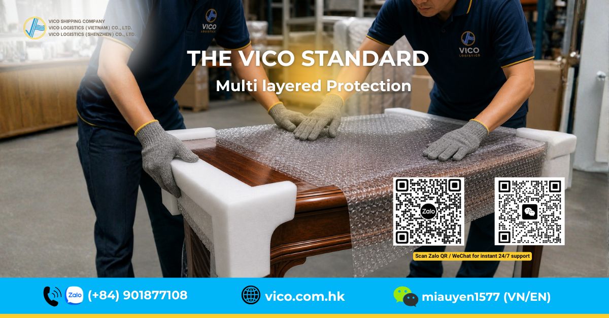 Professional furniture packaging process with multi-layer protection
