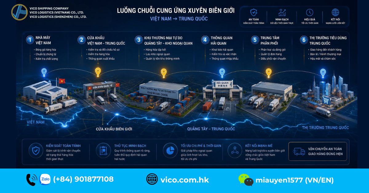 Dòng chảy chuỗi cung ứng Việt Nam – Trung Quốc qua Khu thương mại tự do Quảng Tây